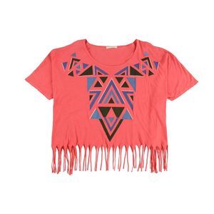 Title Unknown Womens Triangles Graphic T-Shirt, Red, One Size, DM